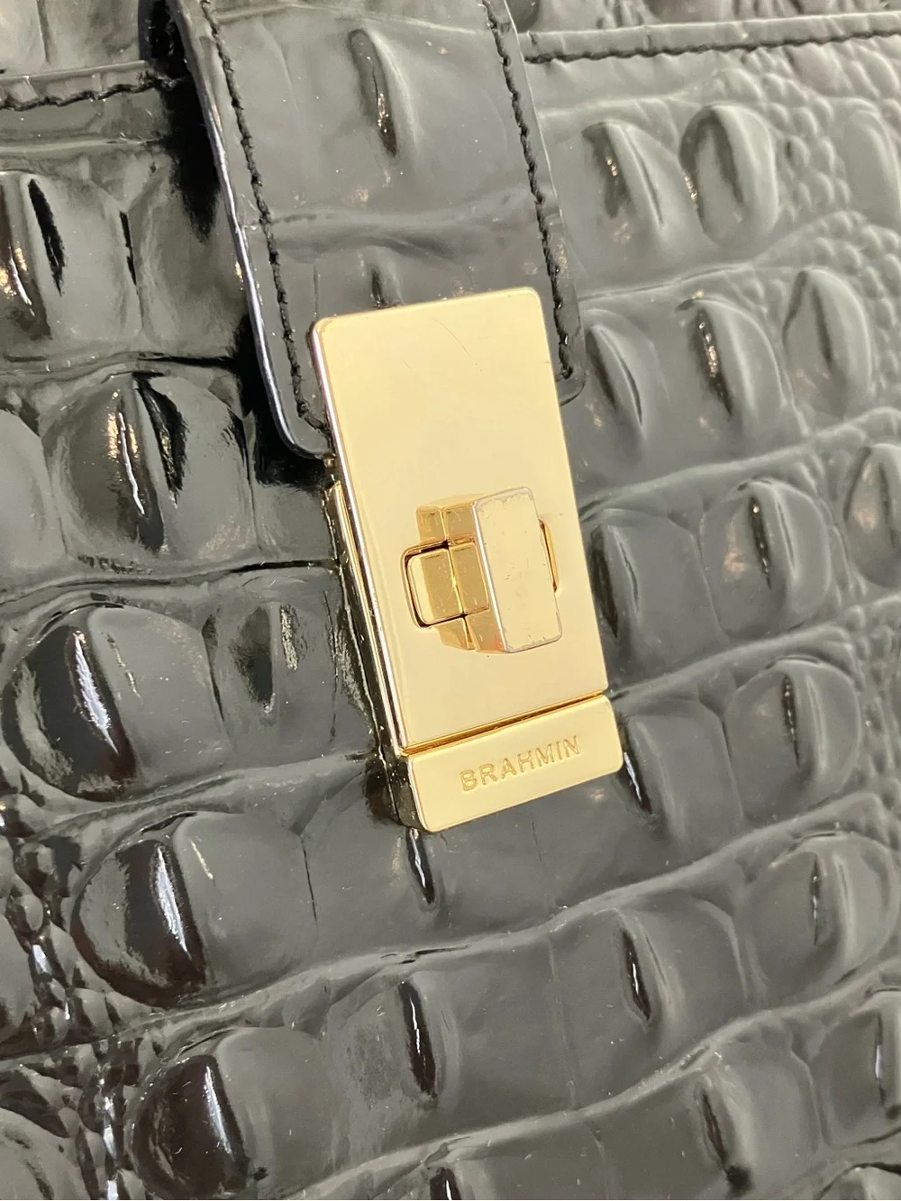 Brahmin Evie Black Melbourne Embossed Leather Crossbody Bag